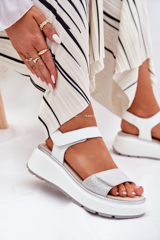 Pealistesandaalid Pealiste omad Platformie I Koturnie krõpsudega kinnitatav S.Barski LR51-543 Hõbedat värvi