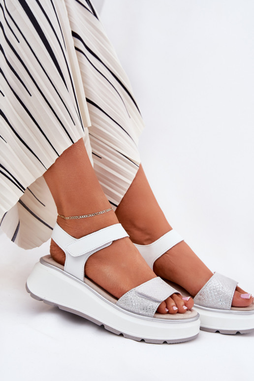 Pealistesandaalid Pealiste omad Platformie I Koturnie krõpsudega kinnitatav S.Barski LR51-543 Hõbedat värvi