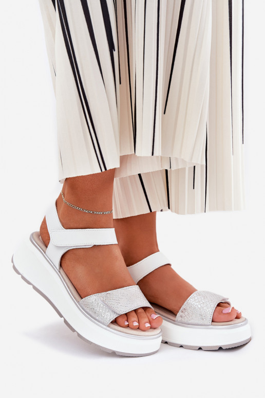 Pealistesandaalid Pealiste omad Platformie I Koturnie krõpsudega kinnitatav S.Barski LR51-543 Hõbedat värvi