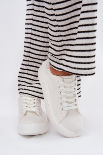 Riidest naiste saapad platvormiga Big Star RR274463 valget värvi 2