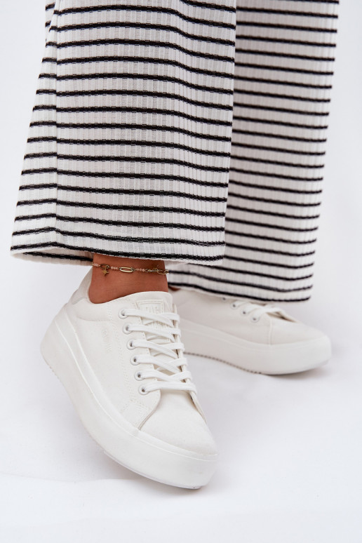 Riidest naiste saapad platvormiga Big Star RR274463 valget värvi