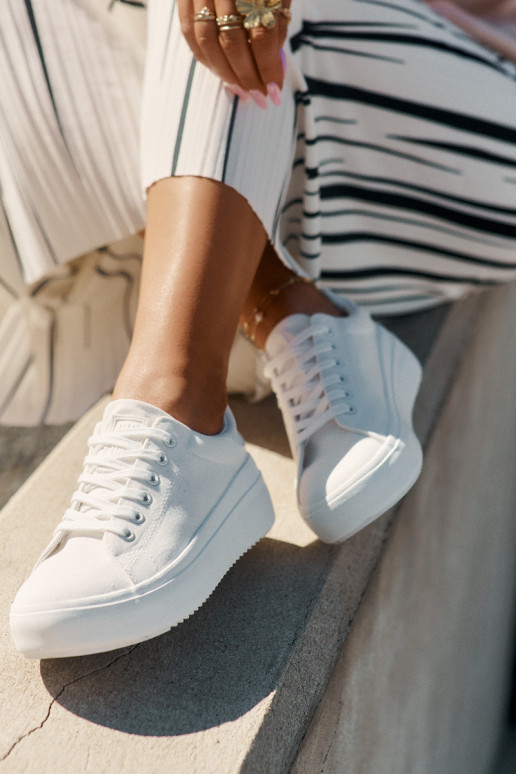 Riidest naiste saapad platvormiga Big Star RR274463 valget värvi