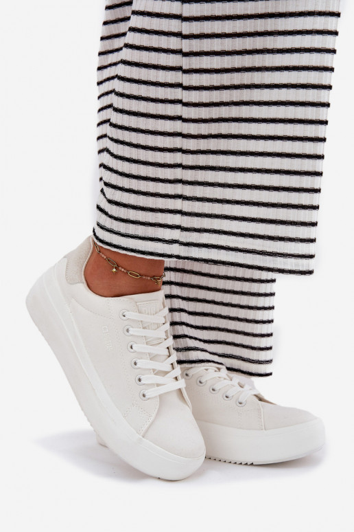 Riidest naiste saapad platvormiga Big Star RR274463 valget värvi