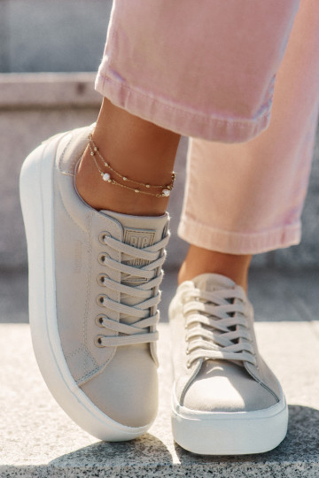 Riidest naiste saapad platvormiga Big Star RR274465 beeži värvi