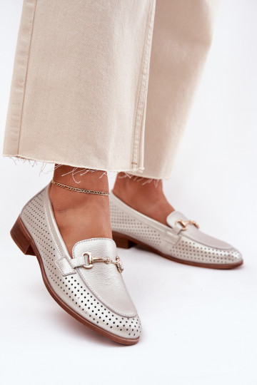 Pealhk naiste mokassiinid kaunistustega laiade nööridega S.Barski LR51-594 Hõbedat värvi