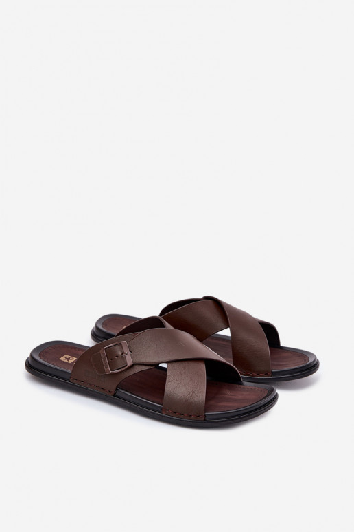 Plätud naturaalsest nahast meeste omad neetide ja pandlaga Big Star RR174077 pruunid värvi