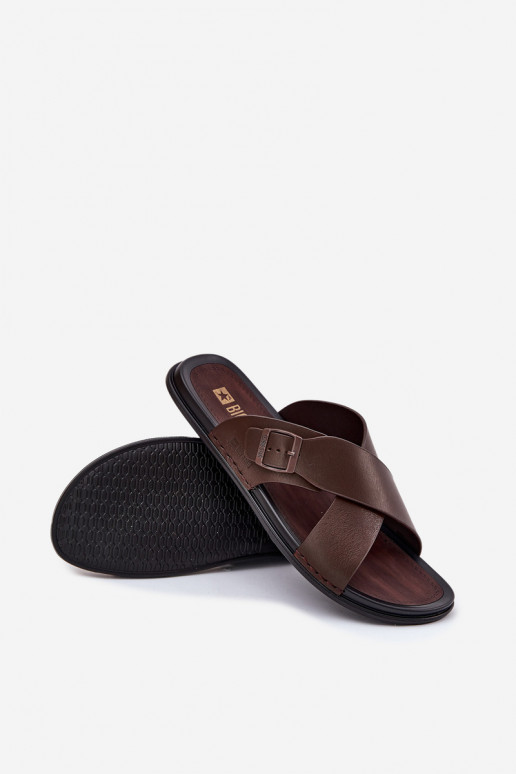 Plätud naturaalsest nahast meeste omad neetide ja pandlaga Big Star RR174077 pruunid värvi