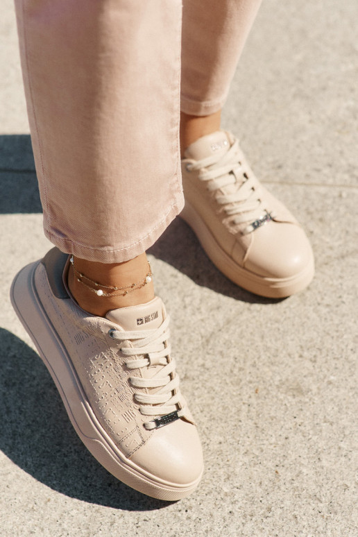 Sneakers tüüpi jalanõud Pealiste omad eko-nahast Big Star RR274259 beeži värvi