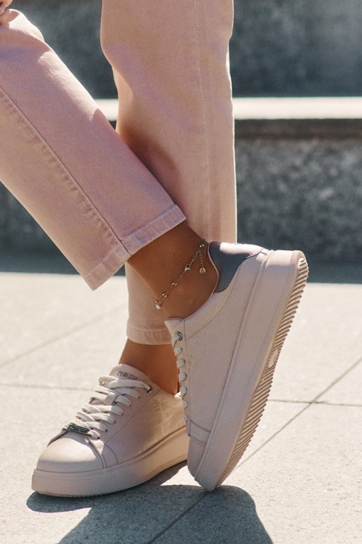 Sneakers tüüpi jalanõud Pealiste omad eko-nahast Big Star RR274259 beeži värvi