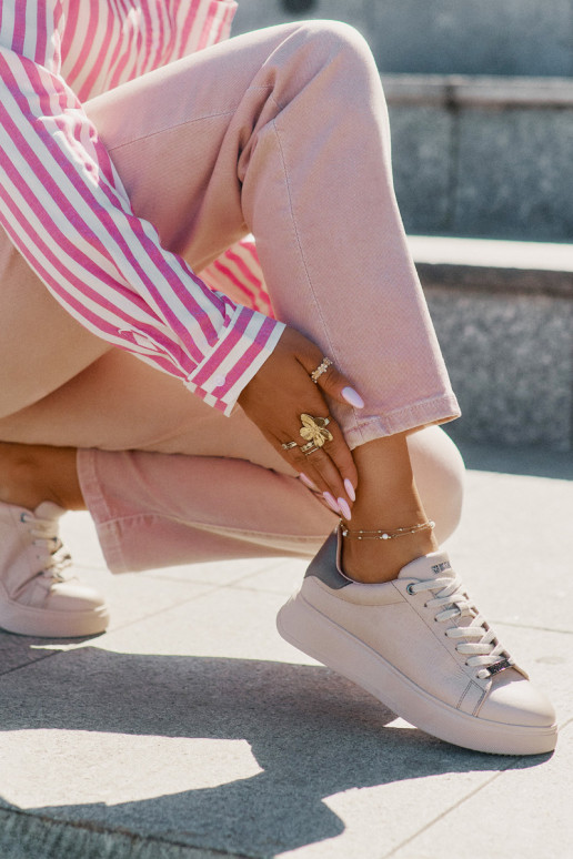 Sneakers tüüpi jalanõud Pealiste omad eko-nahast Big Star RR274259 beeži värvi