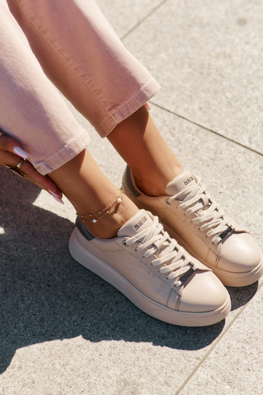 Sneakers tüüpi jalanõud Pealiste omad eko-nahast Big Star RR274259 beeži värvi