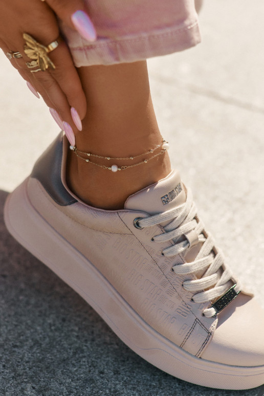 Sneakers tüüpi jalanõud Pealiste omad eko-nahast Big Star RR274259 beeži värvi