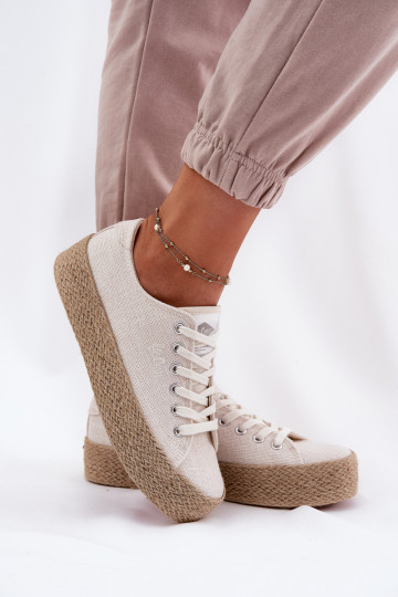 naiste saapad platvormiga Koos punutisega Lee Cooper LCIN-25-02-3284 Elevandiluu värvi 2