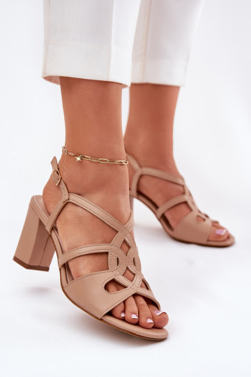 Pealiste omad Elegantsed kõrge kontsaga sandaalid Postita Sergio Leone SK884 beeži värvi