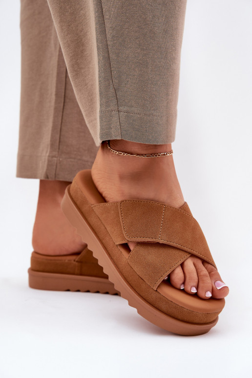 naiste plätud platvormiga Z Przeplatającymi Się Paskami pruunid värvi Rinasara