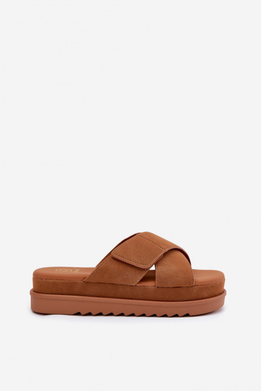 naiste plätud platvormiga Z Przeplatającymi Się Paskami pruunid värvi Rinasara