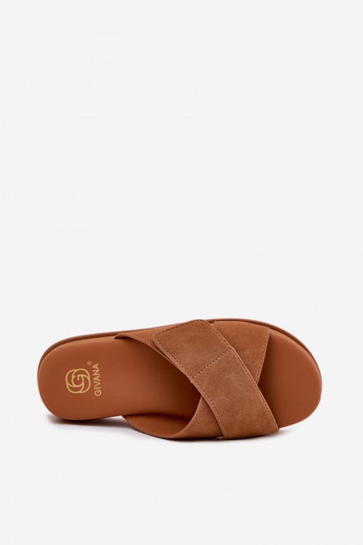 naiste plätud platvormiga Z Przeplatającymi Się Paskami pruunid värvi Rinasara