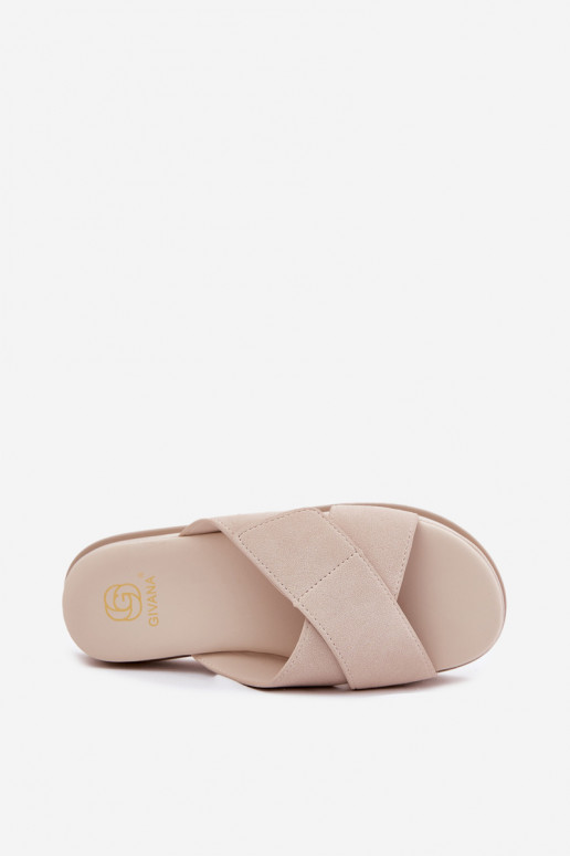 naiste plätud platvormiga Z Przeplatającymi Się Paskami beeži värvi Rinasara