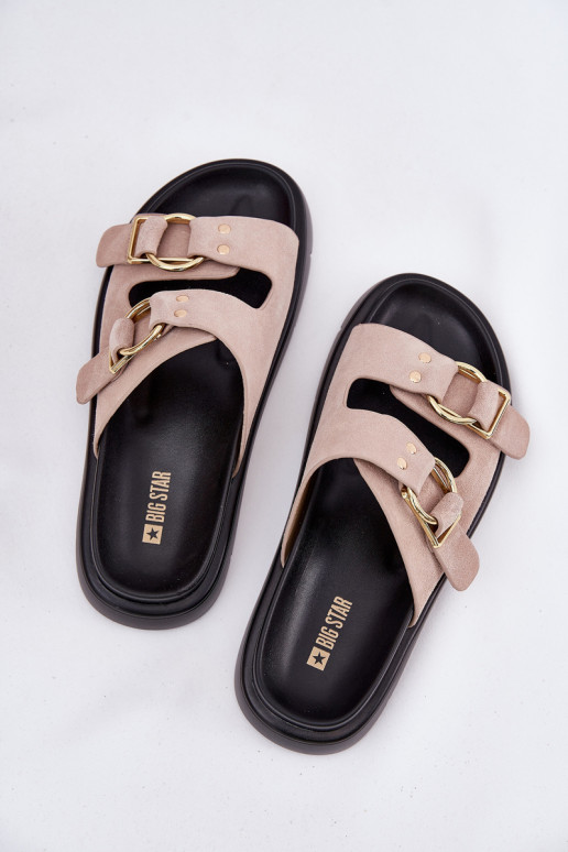 naiste seemisnahksed sussid Koos Ornatei neetide ja pandlagami Big Star RR274659 Heleroosat värvi