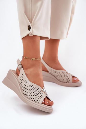 Pealhk Ažuursed sandaalid Pealiste omad Kiilu peal Vinceza 79529 beeži värvi