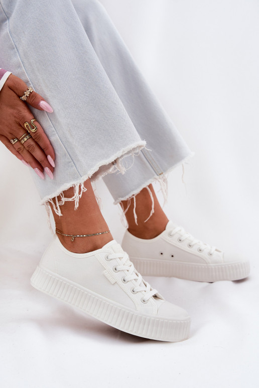 Riidest naiste saapad platvormiga Big Star RR274776 valget värvi Riidest naiste saapad platvormiga Big Star RR274776 valget värvi