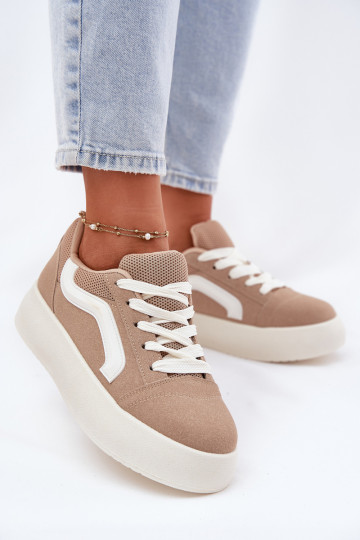 Sneakers tüüpi jalanõud Pealiste omad platvormiga Khakivärvi Tellnira