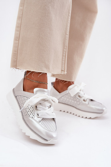 Pealhk Sneakers tüüpi jalanõud Pealiste omad platvormiga D&A LR51-796 Hõbedat värvi