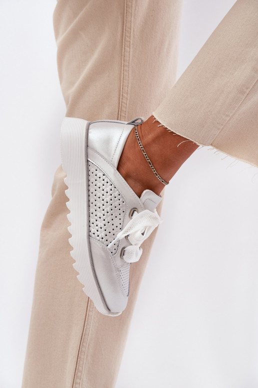 Pealhk Sneakers tüüpi jalanõud Pealiste omad platvormiga D&A LR51-796 Hõbedat värvi