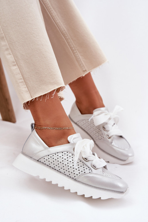 Pealhk Sneakers tüüpi jalanõud Pealiste omad platvormiga D&A LR51-796 Hõbedat värvi