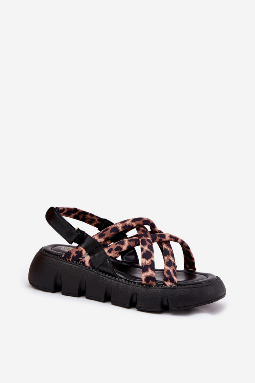 Pealistesandaalid platvormiga Triipudega leopardimustriga Filamira