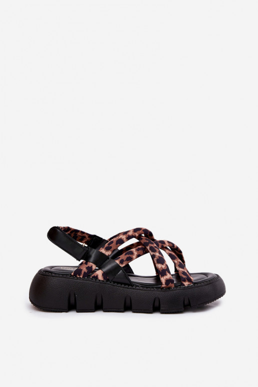 Pealistesandaalid platvormiga Triipudega leopardimustriga Filamira
