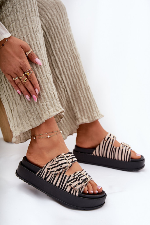 naiste plätud neetide ja pandlaga platvormiga Zebra Nilatha