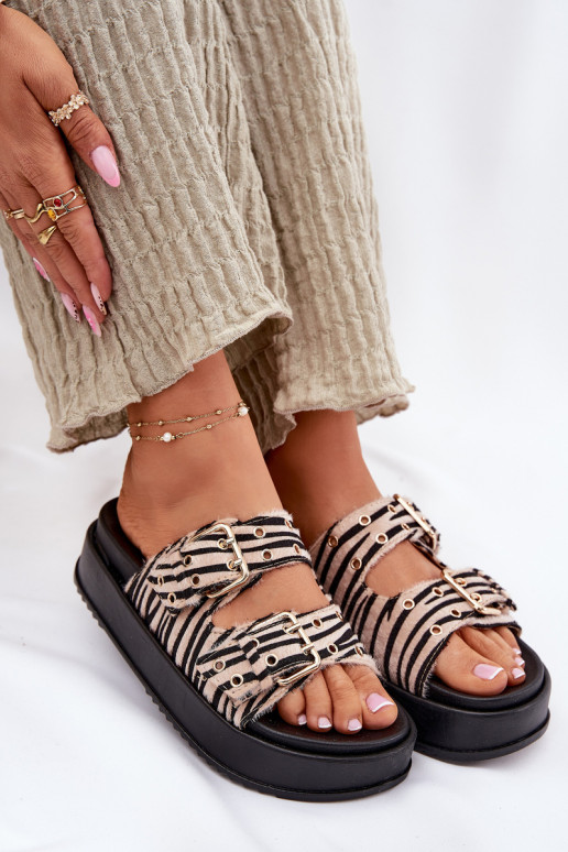 naiste plätud neetide ja pandlaga platvormiga Zebra Nilatha