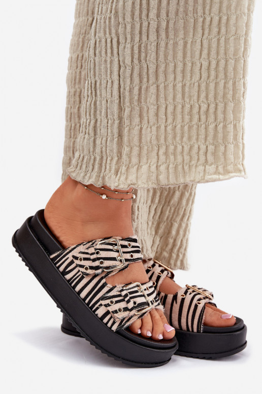 naiste plätud neetide ja pandlaga platvormiga Zebra Nilatha