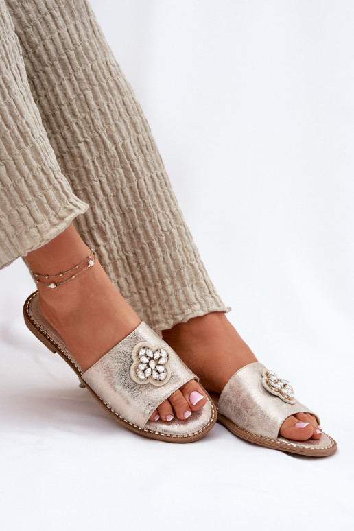 naiste plätud laiade nööridega Koos Ornate Detalem S.Barski KV51-087 Kuldset värvi