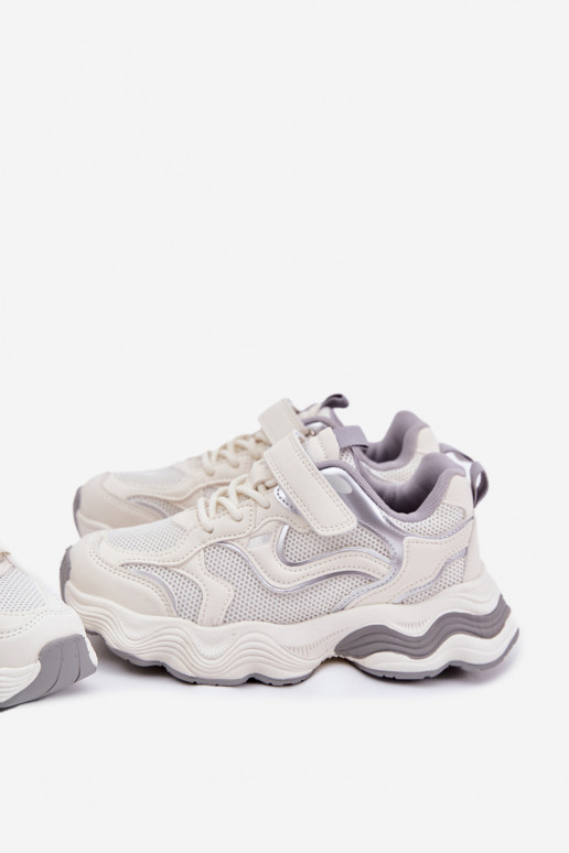 Sneakers tüüpi jalanõud Laste jalanõud Paksu talla peal valget värvi Lianees