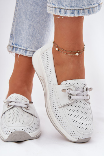 Pealhk jalatsid Valmistatud naturaalsest nahast platvormiga Artiker 56C2101 valget värvi 2