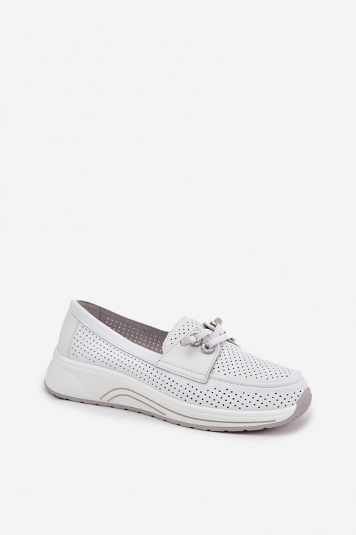 Pealhk jalatsid Valmistatud naturaalsest nahast platvormiga Artiker 56C2101 valget värvi