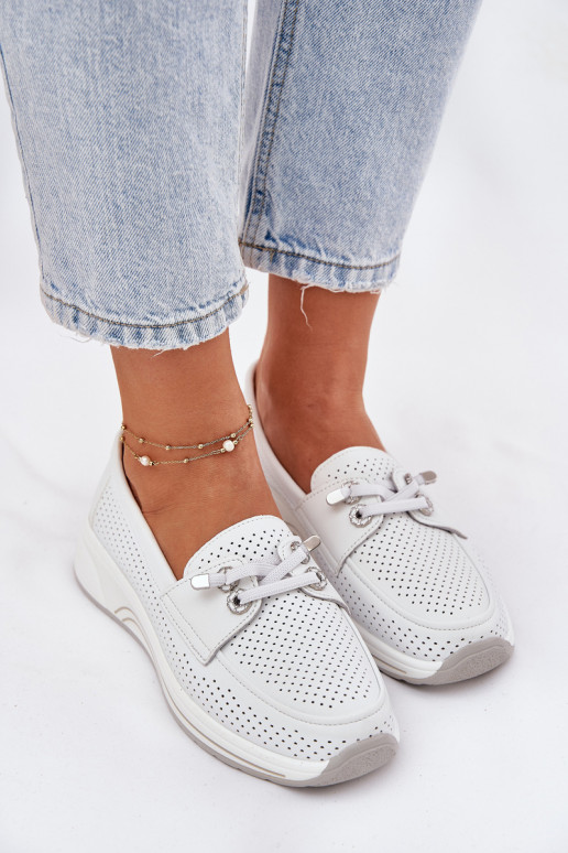 Pealhk jalatsid Valmistatud naturaalsest nahast platvormiga Artiker 56C2101 valget värvi