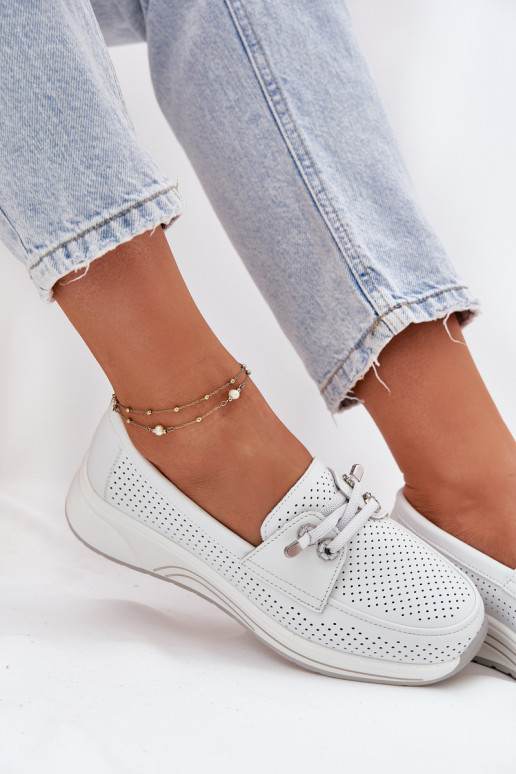 Pealhk jalatsid Valmistatud naturaalsest nahast platvormiga Artiker 56C2101 valget värvi