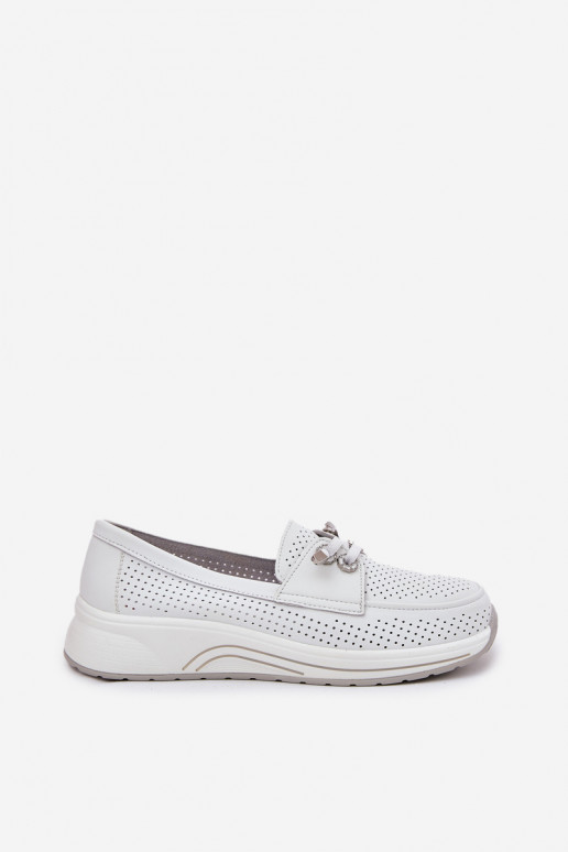 Pealhk jalatsid Valmistatud naturaalsest nahast platvormiga Artiker 56C2101 valget värvi