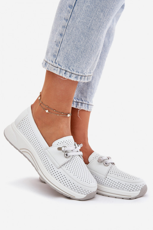 Pealhk jalatsid Valmistatud naturaalsest nahast platvormiga Artiker 56C2101 valget värvi