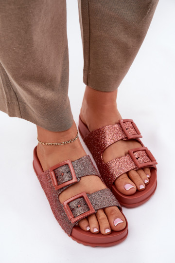 Lõhnav naiste plätud läikivad I neetide ja pandlagami ZAXY RR285025 tumeroosad värvi