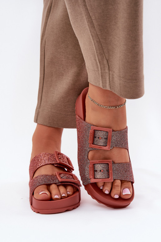 Lõhnav naiste plätud läikivad I neetide ja pandlagami ZAXY RR285025 tumeroosad värvi