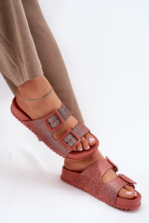 Lõhnav naiste plätud läikivad I neetide ja pandlagami ZAXY RR285025 tumeroosad värvi