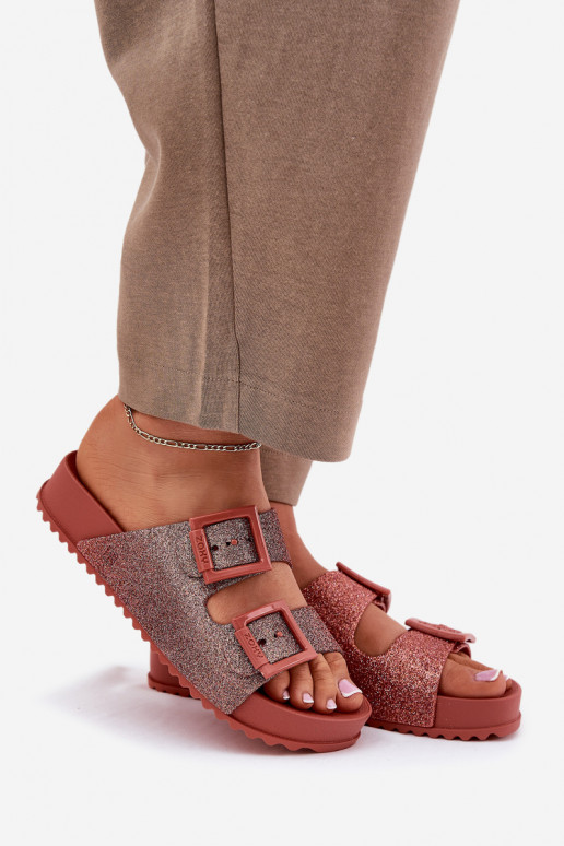 Lõhnav naiste plätud läikivad I neetide ja pandlagami ZAXY RR285025 tumeroosad värvi