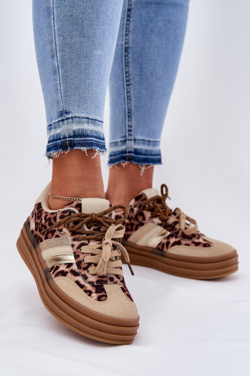 Sneakers tüüpi jalanõud Pealiste omad platvormiga Z Podsisseójnym Paeladm leopardimustriga beeži värvi Niteria Sneakers tüüpi jalanõud Pealiste omad platvormiga Z Podsisseójnym Paeladm leopardimustriga beeži värvi Niteria
