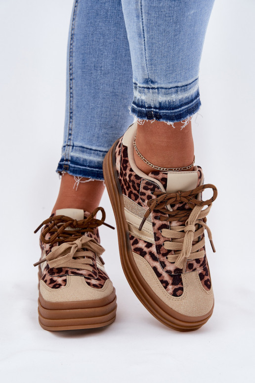 Sneakers tüüpi jalanõud Pealiste omad platvormiga Z Podsisseójnym Paeladm leopardimustriga beeži värvi Niteria Sneakers tüüpi jalanõud Pealiste omad platvormiga Z Podsisseójnym Paeladm leopardimustriga beeži värvi Niteria
