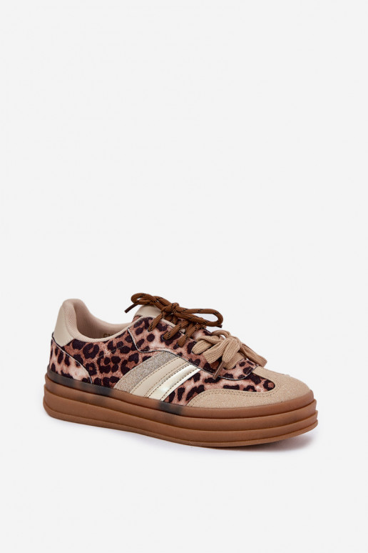Sneakers tüüpi jalanõud Pealiste omad platvormiga Z Podsisseójnym Paeladm leopardimustriga beeži värvi Niteria Sneakers tüüpi jalanõud Pealiste omad platvormiga Z Podsisseójnym Paeladm leopardimustriga beeži värvi Niteria
