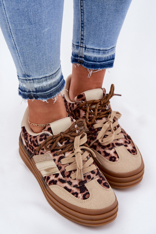 Sneakers tüüpi jalanõud Pealiste omad platvormiga Z Podsisseójnym Paeladm leopardimustriga beeži värvi Niteria Sneakers tüüpi jalanõud Pealiste omad platvormiga Z Podsisseójnym Paeladm leopardimustriga beeži värvi Niteria